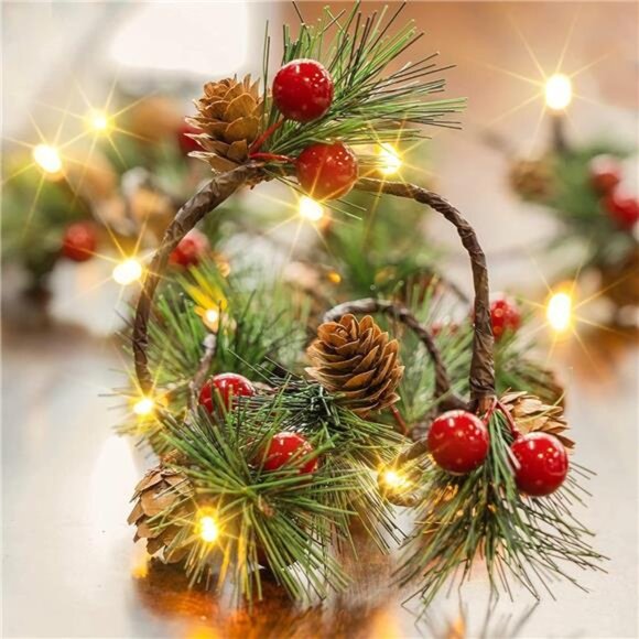 Bright Pine Cone Christmas String Lights, Total 6.5FT 20LED Battery Operated - Picture 2 of 7